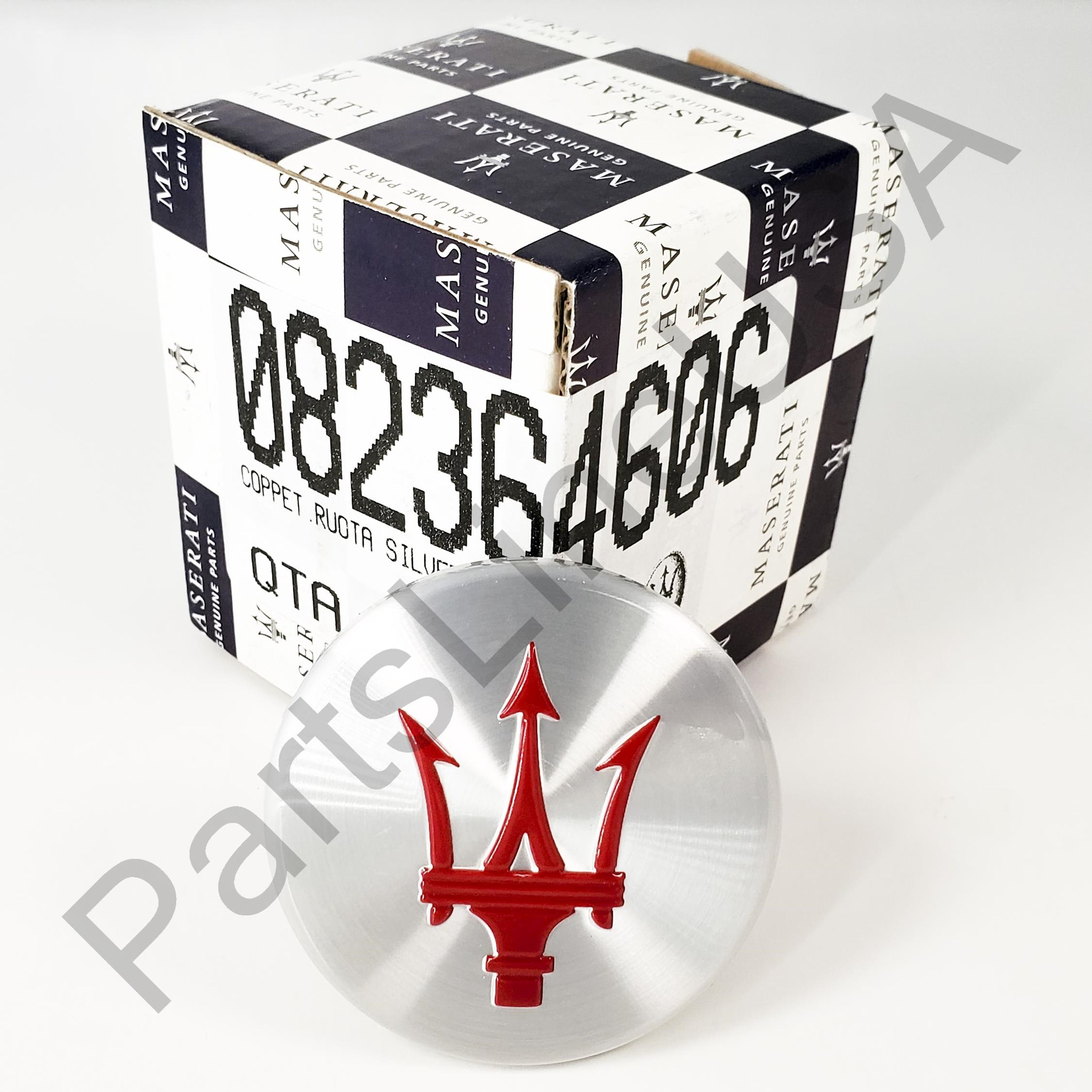 Picture of Genuine Maserati Logo Wheel Center Rim Cap Silver Red 82364606 
